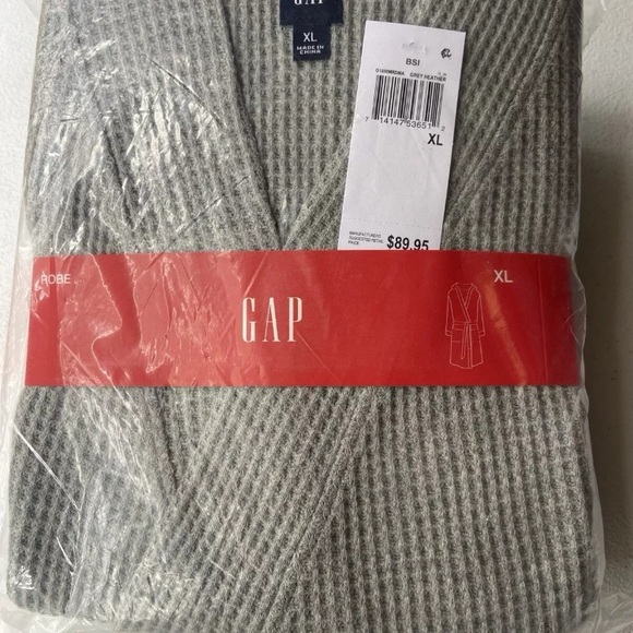 🎄GAP Mens Hooded Waffle-Knit Robe Heather Grey XL Retail $89.95 - Picture 4 of 6